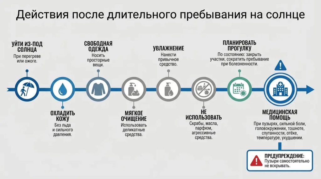Действия после длительного пребывания на коже